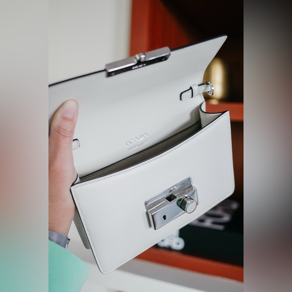Prada Leather Crossbody Bag in Chalk White - Picture 7 of 13